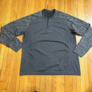Lululemon Shirt Mens XL Metal Vent Tech Long Sleeve Henley Gray Performance